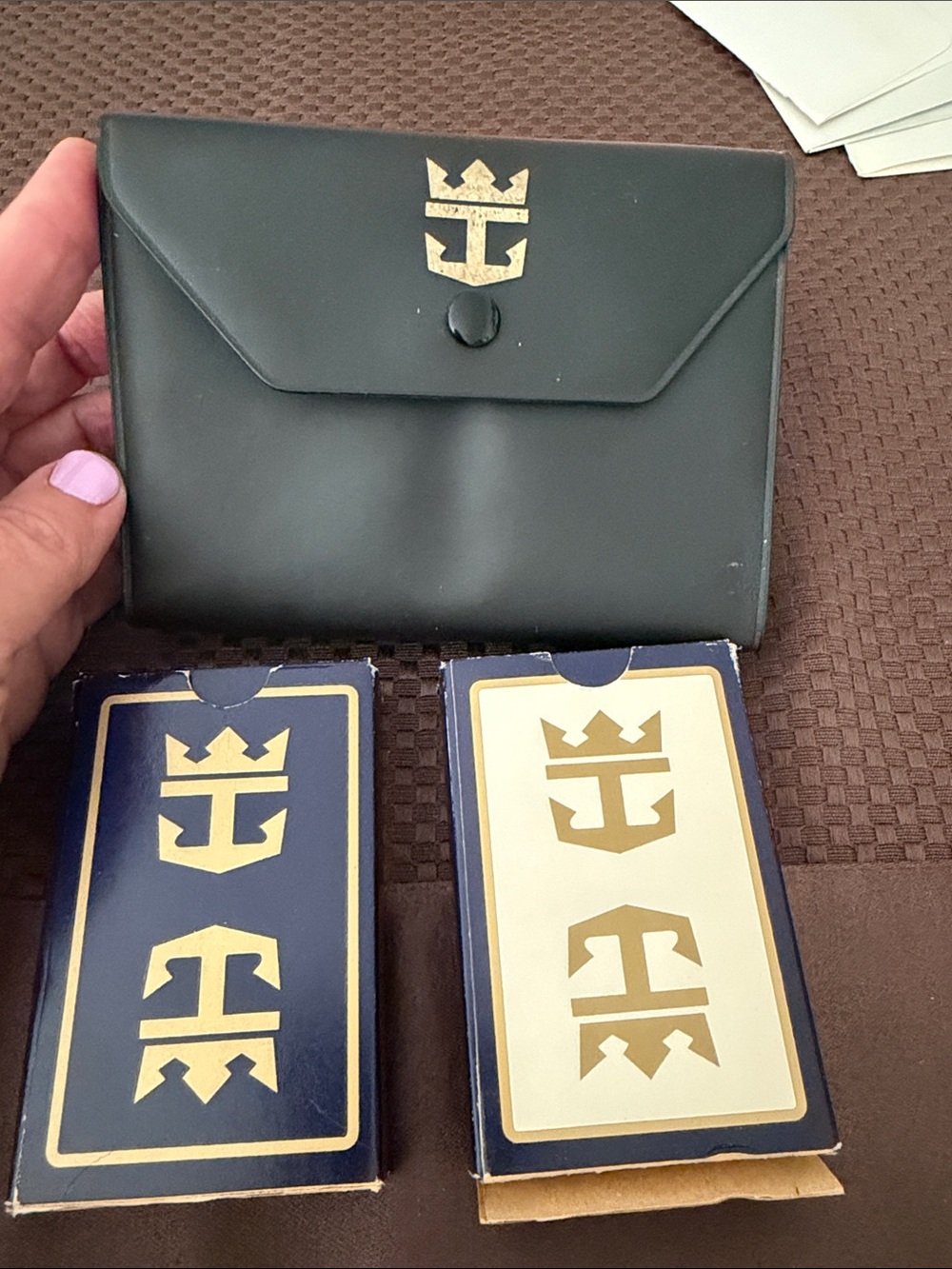 Vintage Royal Caribbean playing cards set of two and travel case